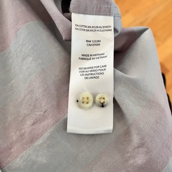 Travis Mathew Shirt Mens M Purple Blue Golf Button Up Stretch Striped Casual - Picture 6 of 10